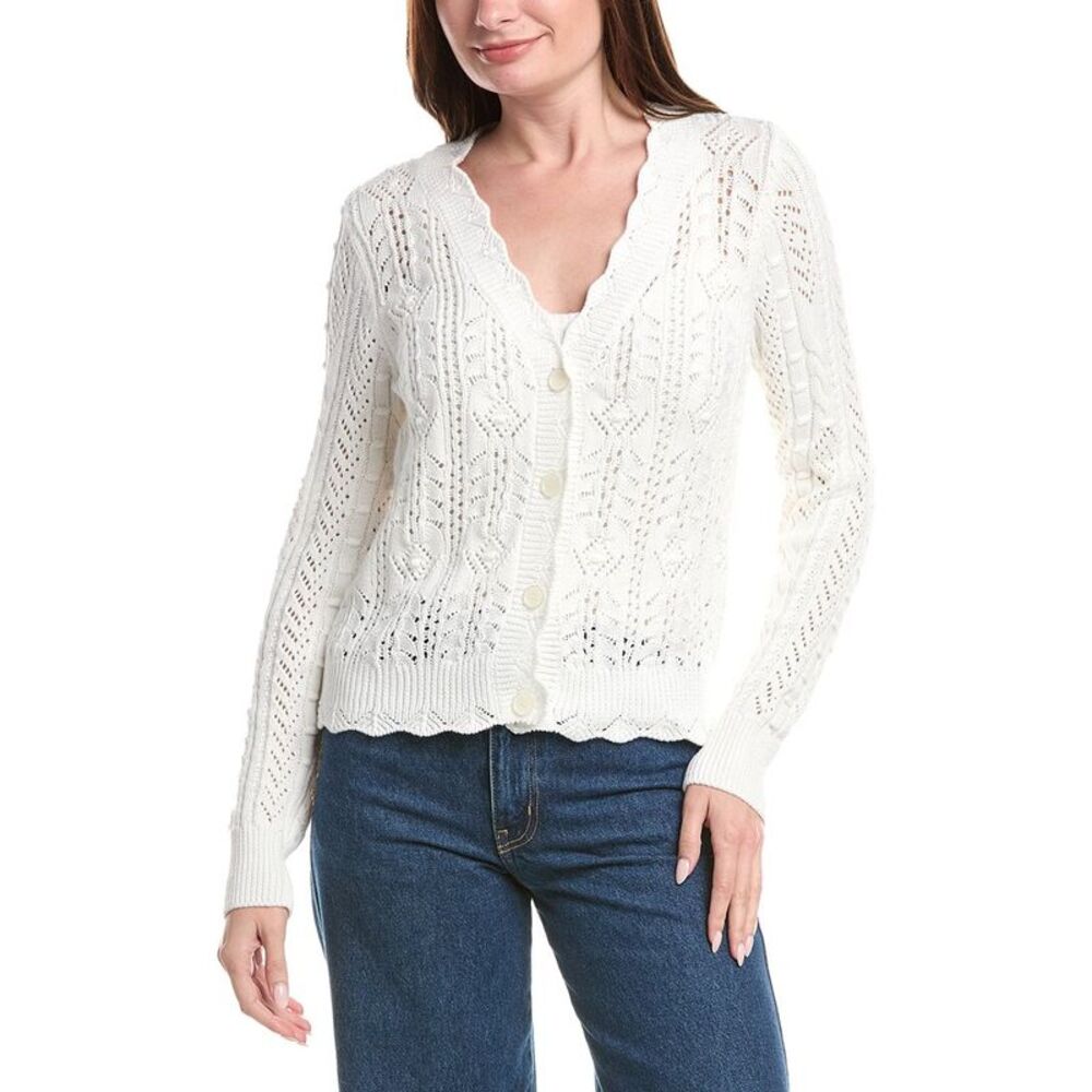 &Isla Womens  Dahlia Pointelle Cardigan, White